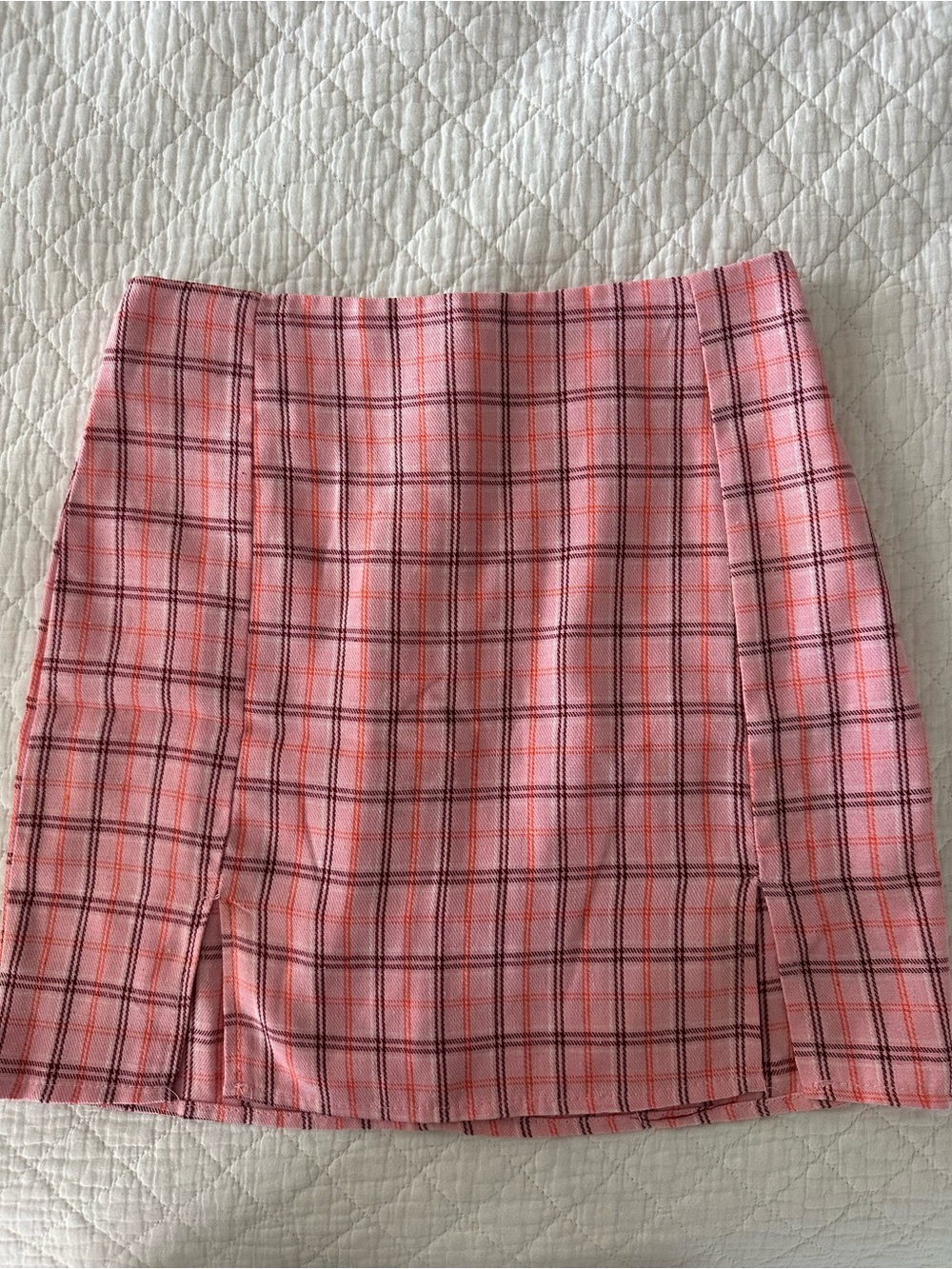 Brandy Melville Pink Plaid A-Line Mini Skirt